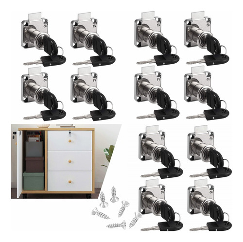 12pcs Cerradura Chapa Para Muebles Cajones Closet Con Llaves