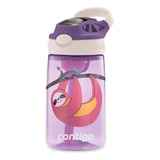 Garrafinha Squeeze Infantil Com Canudo 414ml Contigo Cor Rosa - Roxo - Bicho Preguiça