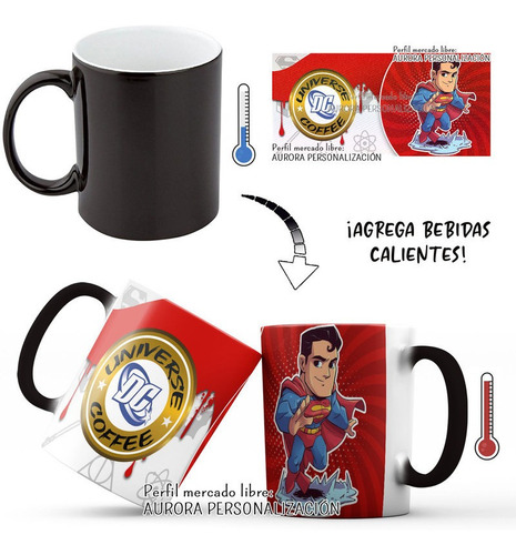 Mug Mágico Superman Dc Universe Coffee Taza Termica Pocill