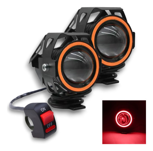 Kit Faros U7 Proyector + Tecla Moto Ojo Angel Rojo A-vip