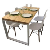 Mesa Comedor Industrial Madera Hierro (120x80x6 Cm) A Medida