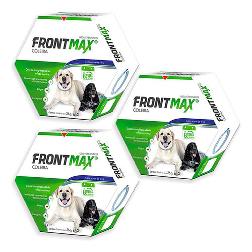 Combo 03un Coleira Frontmax Cães Acima De 4 Kg