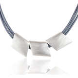 Gargantilla De Cuero Gris Collares Gruesos Para Las Mujeres 