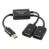 Micro Usb/tipo C 2 Otg Dual Port Hub Cable Y Splitter Micro-