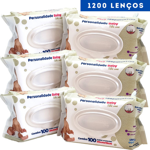 Kit 12 Lenços Umidecido Personalidade Baby Care 1200 Toalhas