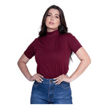 Blusa Feminina Gola Alta Básica Dia A Dia Em Algodão Premium