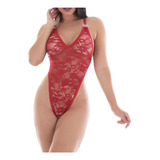 Lingerie Body Renda Sensual Cavado Maio Fio Dental