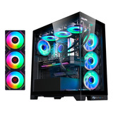 Gabinete Kronos Prisma Pro Black Atx, Vidrio, Con 3 Coolers