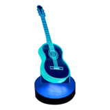 Lámpara 3d Guitarra Acustica Base Madera