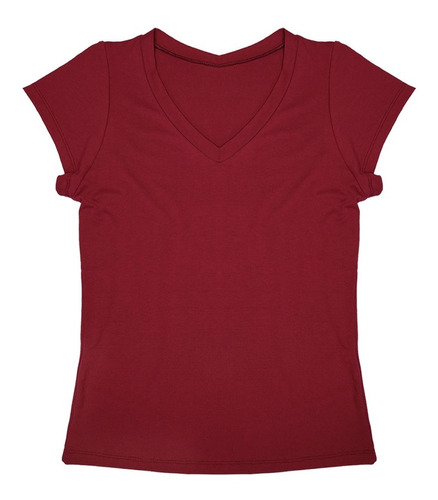 Blusa Camiseta Feminina Gola V Babylook Básica Lisa