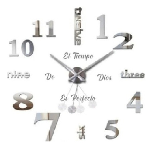 Reloj De Pared 3d 100x100cm Con Péndulo + Frase En Vinilo 