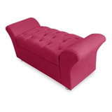 Recamier Calçadeir Baú Box King 195cm Veneza Suede Rosa Pink