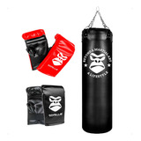 Saco Pancada Boxe Cheio 120cm 2 Pares Luvas Bate Saco Gorila