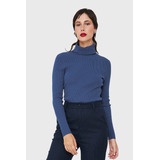 Sweater Tejido Canalé Azul Índigo Nicopoly