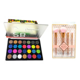 Paleta De Sombras Mate Makeup  + Set De 4 Brochas Cala 