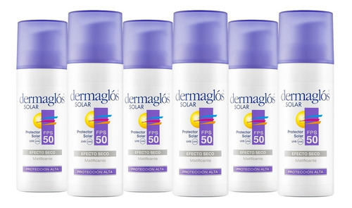 Dermaglos Solar Facial Efecto Seco Fps 50 50g Pack X 6 Unid