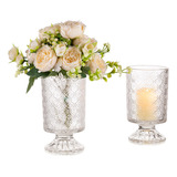 Glasseam Jarrón De Cristal Con Pedestal Para Flores, Florer