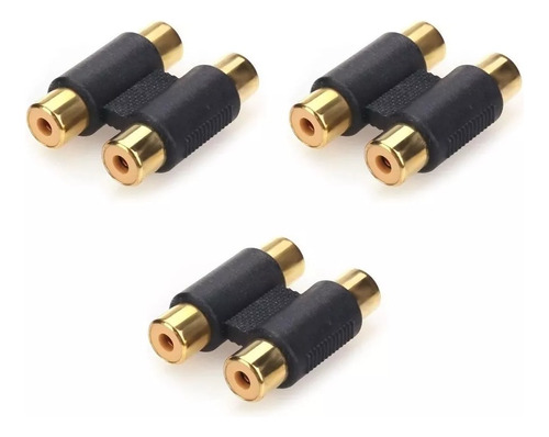 Paq. 3 Pzas. Cople Adaptador Dorado Estereo Hembra Rca A Rca