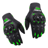 Guantes De Motociclista Dedo Táctil Celular Verde - Negro Talla Xxl