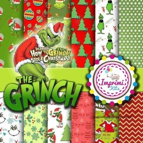 Kit Fondos Navidad Papeles Png Grinch Navideños #n126