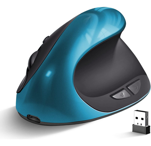 Mouse Ergonómico Woddlffy Vertical, 6 Botones, Color Blue