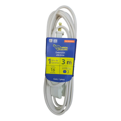 Extensión Eléctrica Multi Contacto Domestica 3 Conectores Color Blanco 3mts