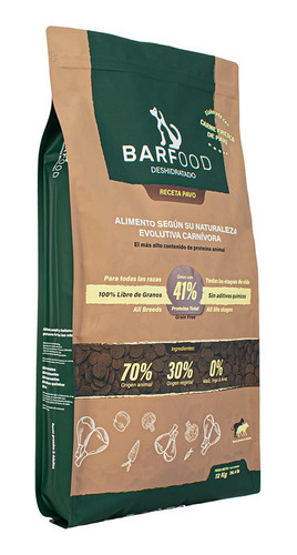 Barfood Deshidratado De Pavo Para Perro 12kg