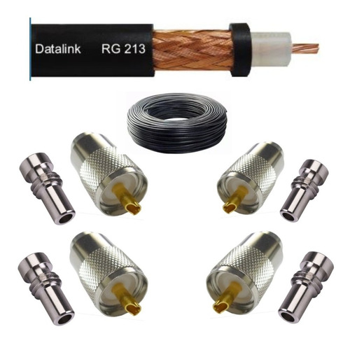 Cabo Coaxial Px Data Link Rg213 50r 96%m 4 Conector Uhf 13m