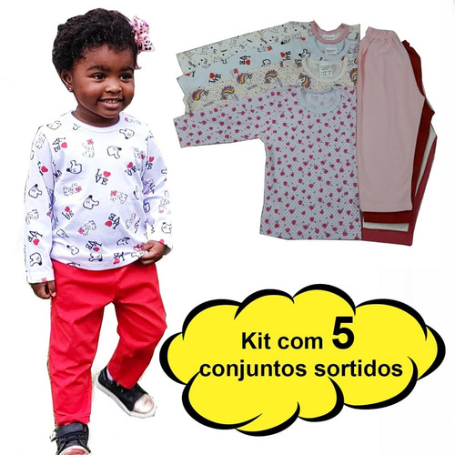 Pijaminha Infantil 5 Conjunto Bebê Menino Menina Frio