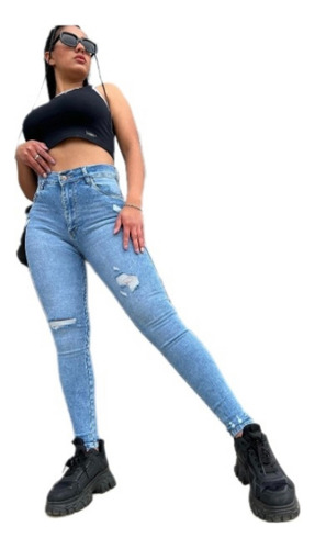 Jeans Mujer Las Locas Elastizado Tiro Alto Calce Perfecto 