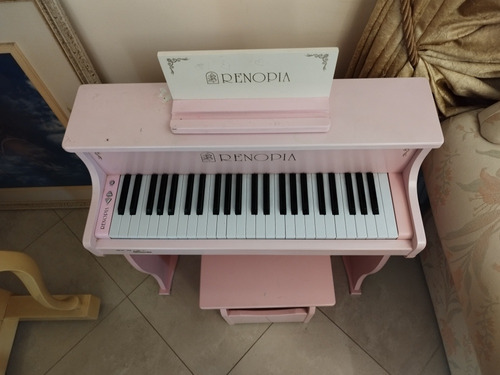 Piano Digital Infantil Renopia Rosa Com Banco