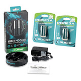 Kit Carregador Olight Omni-dok + 2 Bateria Rcr123a 650 Mah