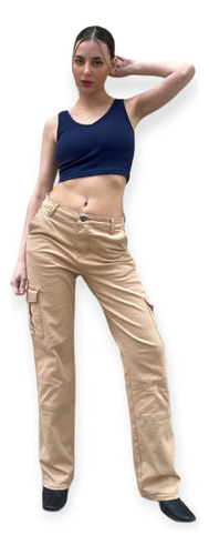 Pantalon Cargo Gabardina Recto Olivia | Vov Jeans [3205]