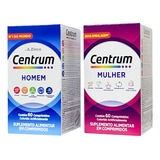 Kit Casal Vitamina Centrum A-z Homem E Mulher 60 Comprimidos