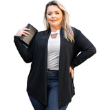 Kimono Cardigan Feminino Plus Size Básico Casual Moda Casaco