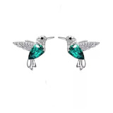 Aretes Colibrí Swarovski Esmeralda Plata Esterlina .925