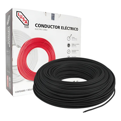 Caja De 100 Mts Cable Negro Calibre 12 Iusa MX Thhw-ls 399323 Color Negro | Envío gratis