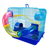 Gaiola Hamster 3 Andares Tubo Trail Completa Grande Cor Azul