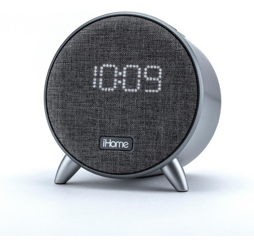 Bocina Bluetooth Reloj Despertador Ihome Ibt235g Carga Usb Color Gris