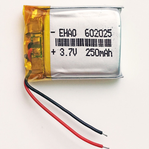 1 Unidade 602025 3,7v 250mah 6mm X 20mm X 25mm 2 Fios