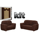 Kit Capa Conjunto Sofa 3e2 Cortina Paris 2mx1,70 Pronta Entr