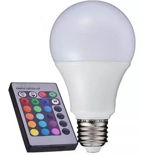 Lampada Bulbo Led Rgb 10w + Controle Remoto E27 Bivolt 110v/220v