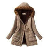 Abrigo Invierno For Mujer Parka Térmica Con Capucha Gruesa