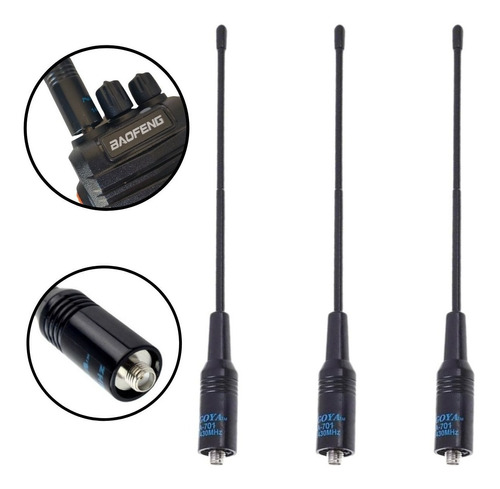 Kit 3 Antena Baofeng Flexível Maior Alcance 777s 888s Uv-5ra