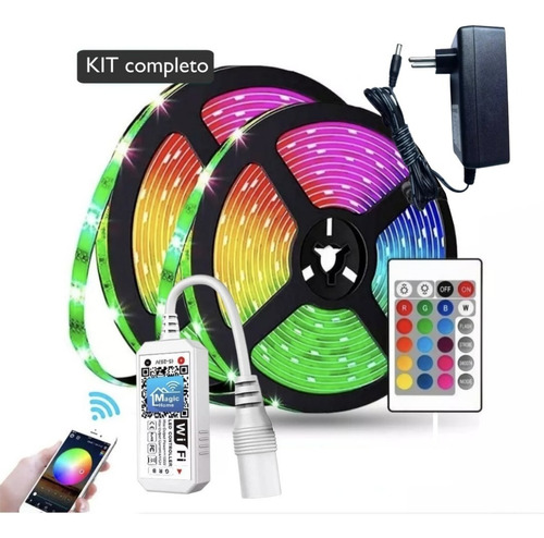 Kit 12m Fita Led Rgb P/ Set Studio Video Wi-fi Alexa Ip20