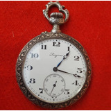 Antiguo Reloj Bolsillo Longines Plata 900 Con Relieve Dama