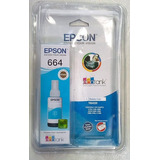 Bote Original De Tinta 664 Cian Impresora Epson Ecotank