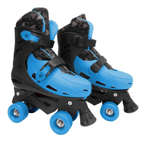 Patins 4 Rodas Clássico Azul E Preto Menino Roller Skate