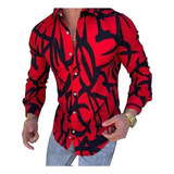 Camisa De Manga Larga Con Estampado Rayas 3d Casual Para