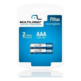 Pilha Recarregável Aaa 1000 Mah, Pack Com 2 Multilaser - Cb0